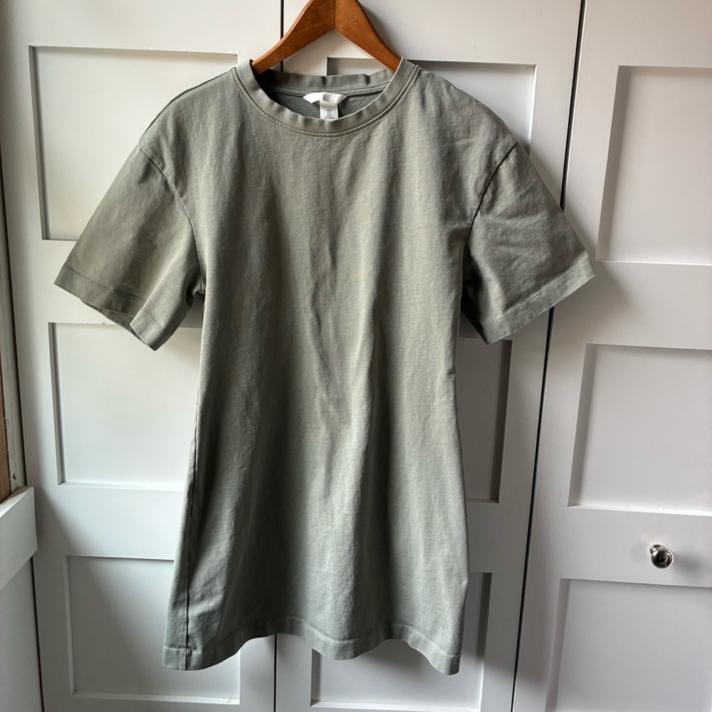 Sage Green H&M Cotton Tee Dress